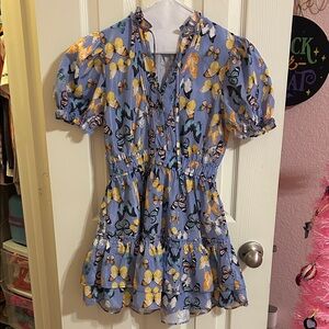 Buddy Love Blue Butterfly Print Kids Dress
